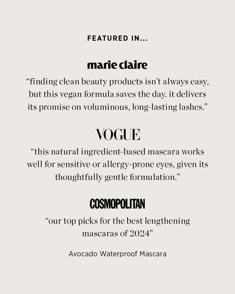 Ere Perez | Avocado Waterproof Mascara featured in Marie Claire, Vogue, Cosmopolitan