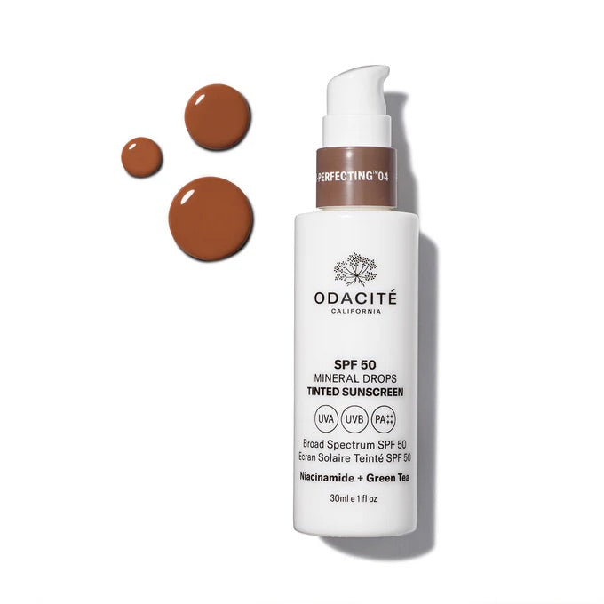 Odacité Skincare | SPF 50 Flex-Perfecting® Sunscreen | Tinted Mineral Drops | Niacinamide + Green Tea