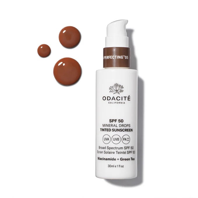 Odacité Skincare | SPF 50 Flex-Perfecting® Sunscreen | Tinted Mineral Drops | Niacinamide + Green Tea