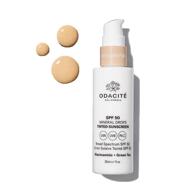 Odacité Skincare | SPF 50 Flex-Perfecting® Sunscreen | Tinted Mineral Drops | Niacinamide + Green Tea