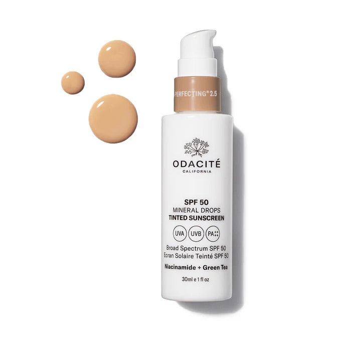 Odacité Skincare | SPF 50 Flex-Perfecting® Sunscreen | Tinted Mineral Drops | Niacinamide + Green Tea